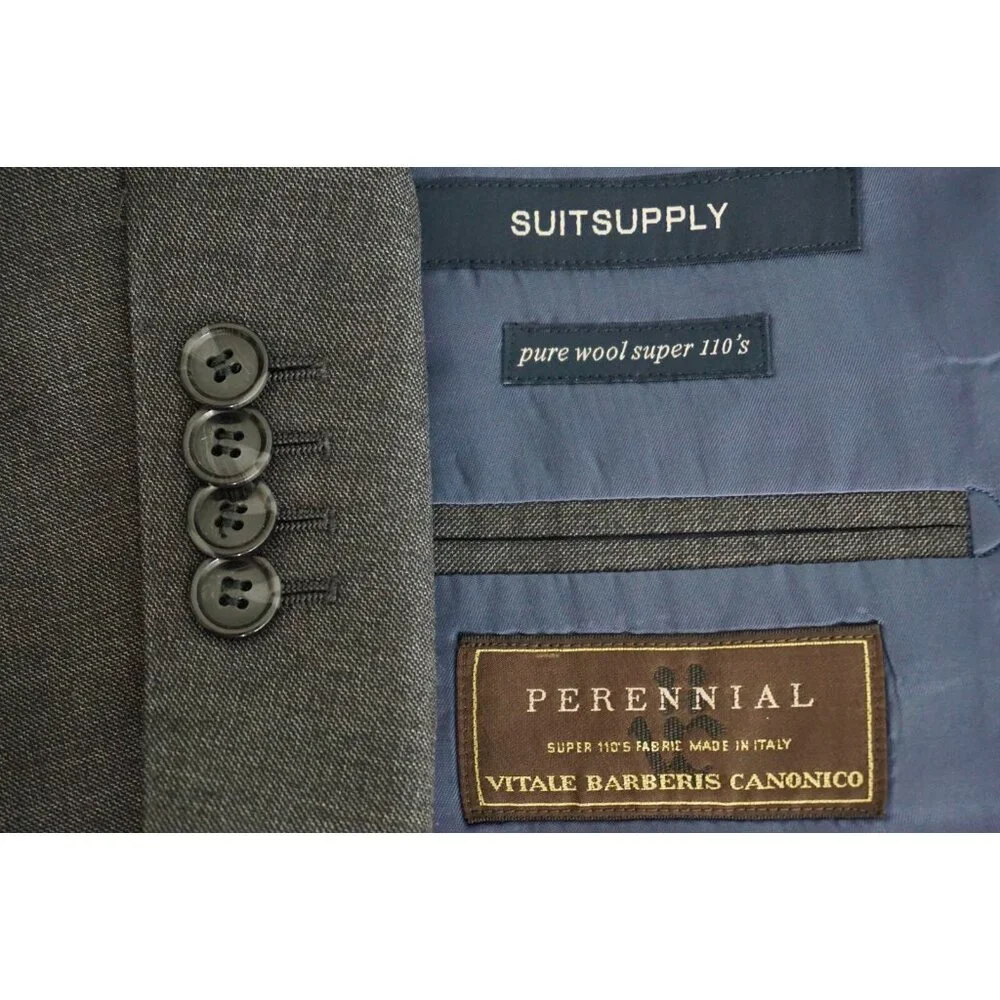 SuitSupply Napoli Cut VBC Solid Gray Perennial Wool Solid Gray Sport Coat Sz 42S